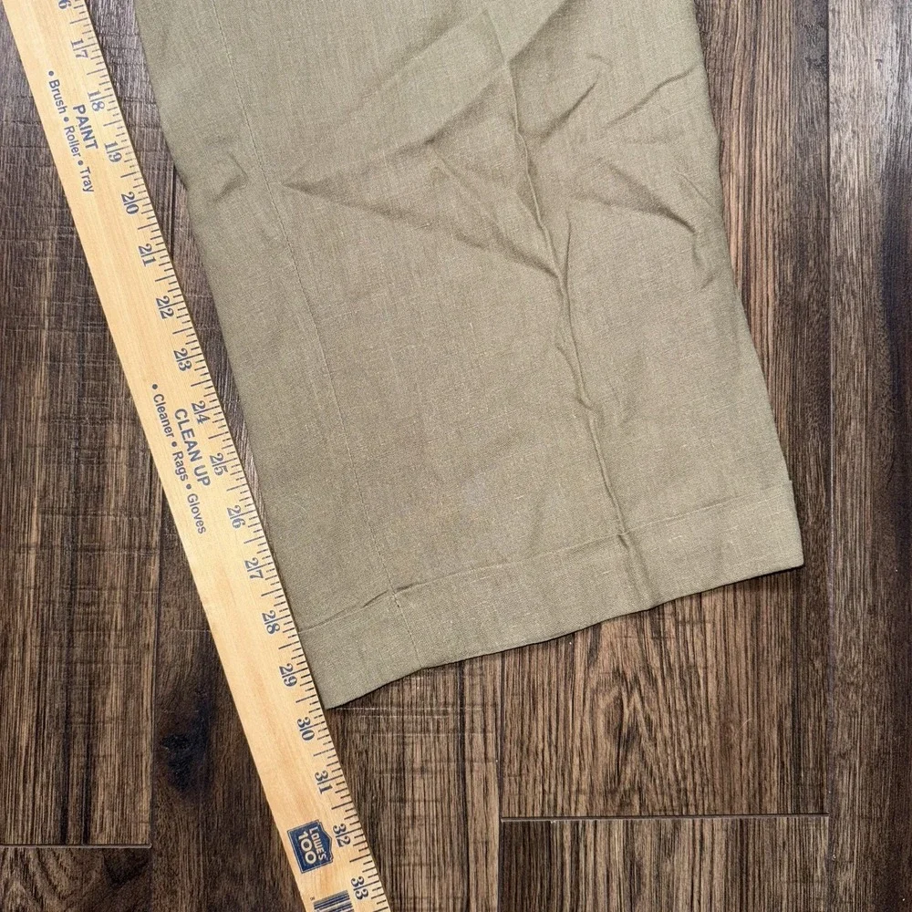 Vtg USA Made Brooks Brothers 38x30 Khaki Herringbone Linen Pleated Cuffed Pants
